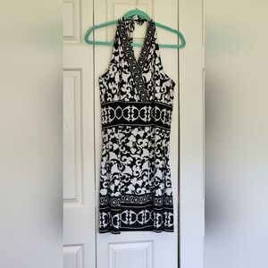 White House Black Market Halter Dress Black and White Size Medium Gently Worn